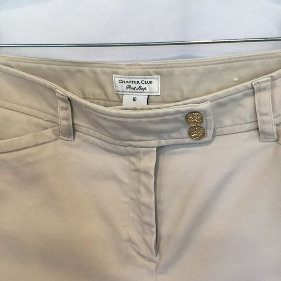 Charter Club Pant Shop Bermuda Shorts Stretch Cotton Spandex Tan Women's Size 10 - Picture 4 of 6